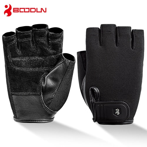 Boodun Gym Gloves Fitness Men Leather Outdoors Sports Weight Lifting Gloves Men Bodybuilding Fitness Exercise Women Gloves S-XL