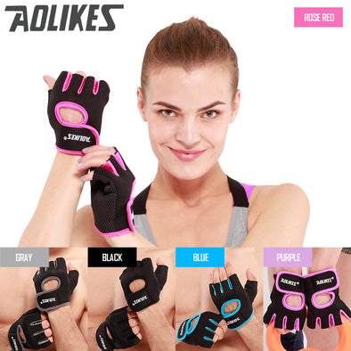 Men & Women Gym Half Finger Gloves Sports Fitness Exercise Training Wrist Silicone Anti-slip Resistance Weightlifting Gloves