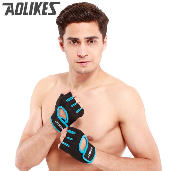 Men & Women Gym Half Finger Gloves Sports Fitness Exercise Training Wrist Silicone Anti-slip Resistance Weightlifting Gloves