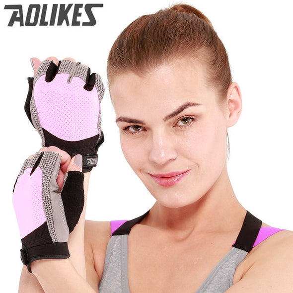 Men & Women Gym Half Finger Gloves Sports Fitness Exercise Training Wrist Silicone Anti-slip Resistance Weightlifting Gloves