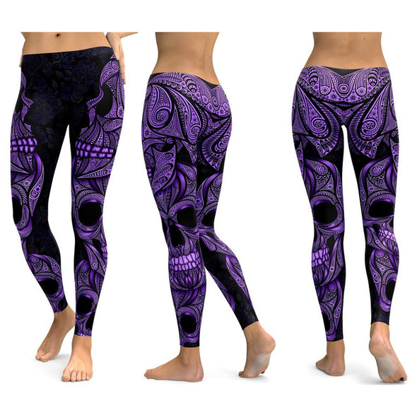 LI-FI Skull Leggings Yoga Pants Women Sports Pants Fitness Running Sexy Push Up Gym Wear Elastic Slim Workout Leggings