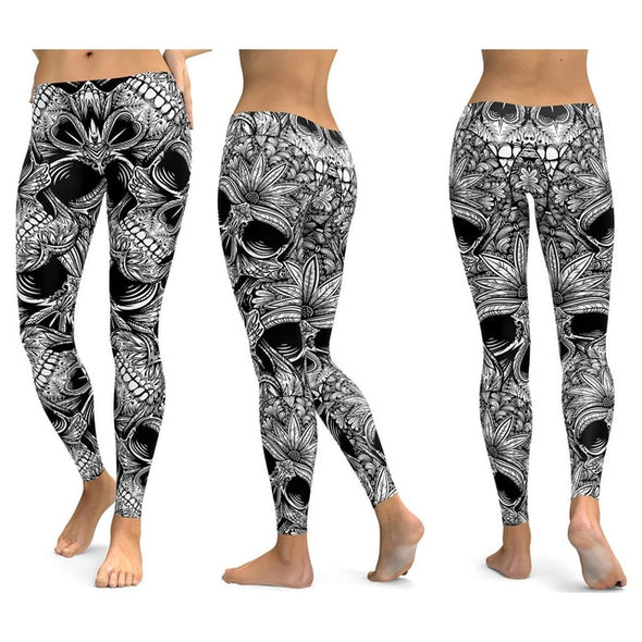 LI-FI Skull Leggings Yoga Pants Women Sports Pants Fitness Running Sexy Push Up Gym Wear Elastic Slim Workout Leggings