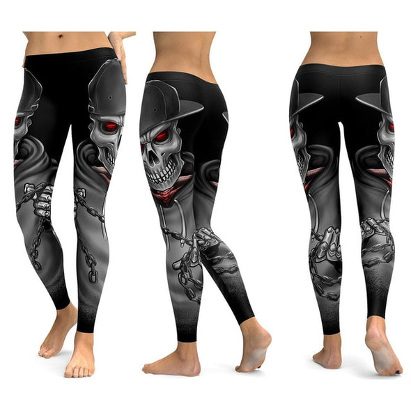 LI-FI Skull Leggings Yoga Pants Women Sports Pants Fitness Running Sexy Push Up Gym Wear Elastic Slim Workout Leggings