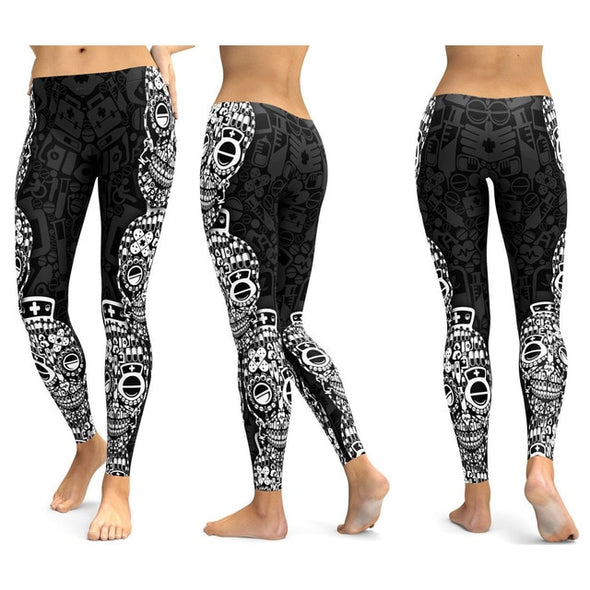 LI-FI Skull Leggings Yoga Pants Women Sports Pants Fitness Running Sexy Push Up Gym Wear Elastic Slim Workout Leggings