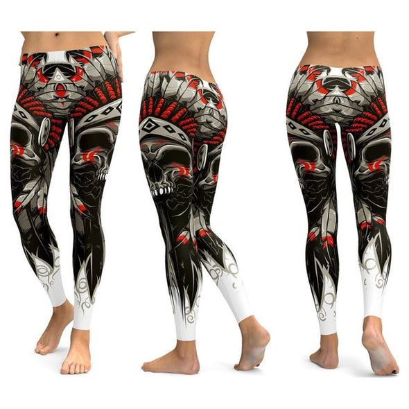 LI-FI Skull Leggings Yoga Pants Women Sports Pants Fitness Running Sexy Push Up Gym Wear Elastic Slim Workout Leggings