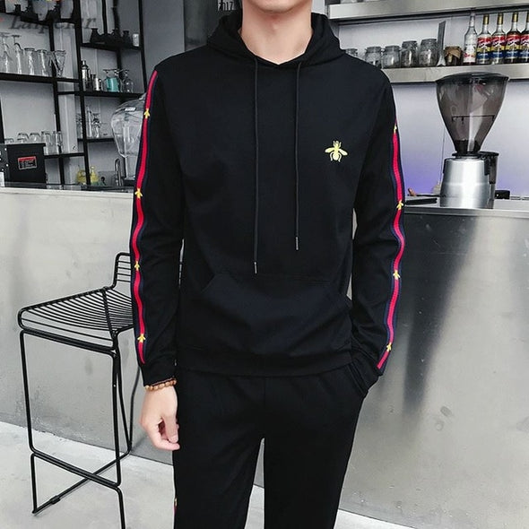 2018 Autumn Mens Track Suit 2 Piece Set Sweatshirt And Joggers Pants Sportsuits Cotton Pullover Hoodies Trouser plus size M-5XL