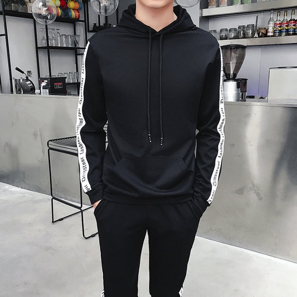 2018 Autumn Mens Track Suit 2 Piece Set Sweatshirt And Joggers Pants Sportsuits Cotton Pullover Hoodies Trouser plus size M-5XL