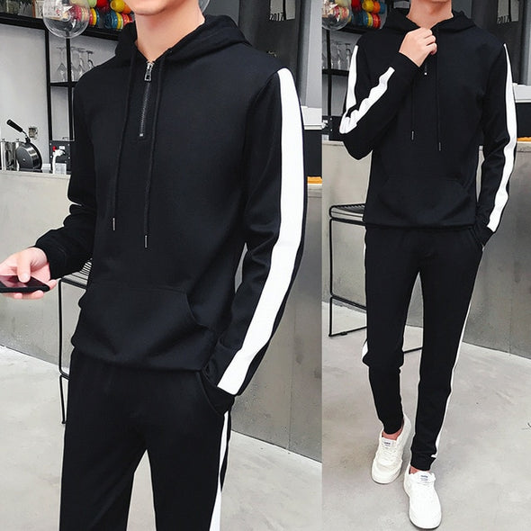 2018 Autumn Mens Track Suit 2 Piece Set Sweatshirt And Joggers Pants Sportsuits Cotton Pullover Hoodies Trouser plus size M-5XL