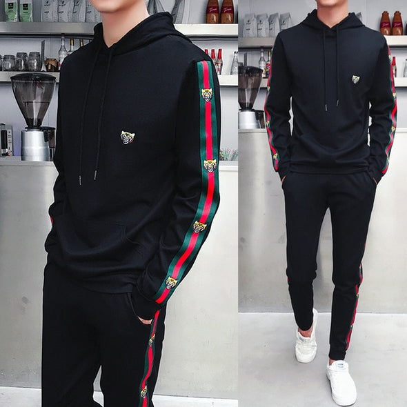 2018 Autumn Mens Track Suit 2 Piece Set Sweatshirt And Joggers Pants Sportsuits Cotton Pullover Hoodies Trouser plus size M-5XL