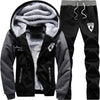 Brand New Men Set Fashion Winter Tracksuits Thick Fleece Lined Hoodies Sweatshirt + Pants Track Suit Mens Sportswear Sweat Suit