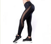 Sexy Mesh Leather Patchwork Bodybuilding Leggings Women High Waist Breathable Fitness Pants Not Transparent Push Up Leggin Black