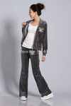 Spring / Fall 2019 Women'S Brand Velvet Fabric Tracksuits Velour Suit Women Track Suit Hoodies And Pants Size S - Xxl