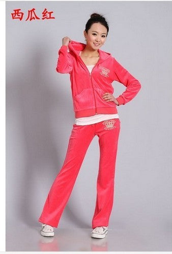 Spring / Fall 2019 Women'S Brand Velvet Fabric Tracksuits Velour Suit Women Track Suit Hoodies And Pants Size S - Xxl