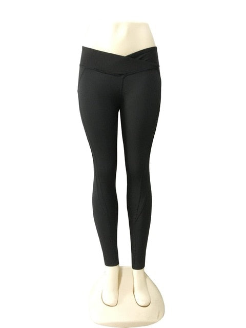 Womens sports pants high stretchy professional exercise training yoga wear fitness workout  push up solid patchwork leggings