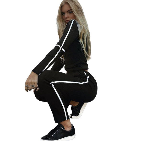 Women 2018 Autumn Long Sleeve Sports Running Set Slim Fit Pencil Pants Sport 2-Piece Set Sport Suit Women Training Suit Yoga Set