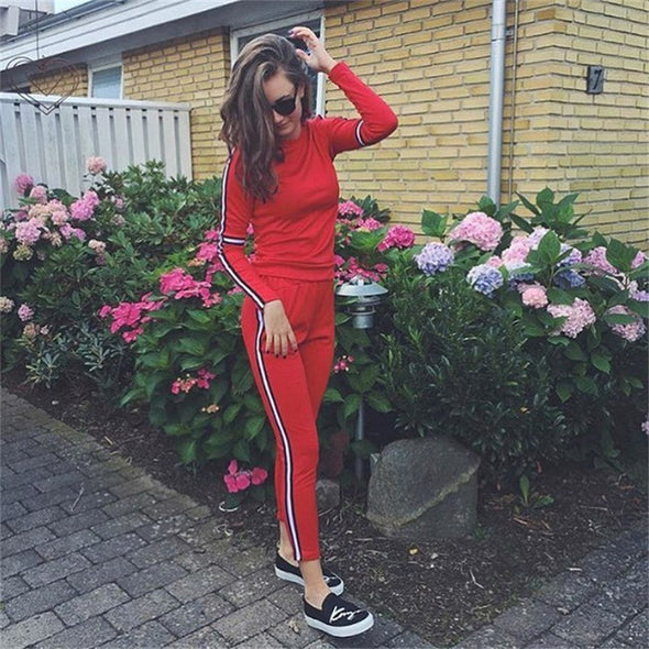 Women 2018 Autumn Long Sleeve Sports Running Set Slim Fit Pencil Pants Sport 2-Piece Set Sport Suit Women Training Suit Yoga Set
